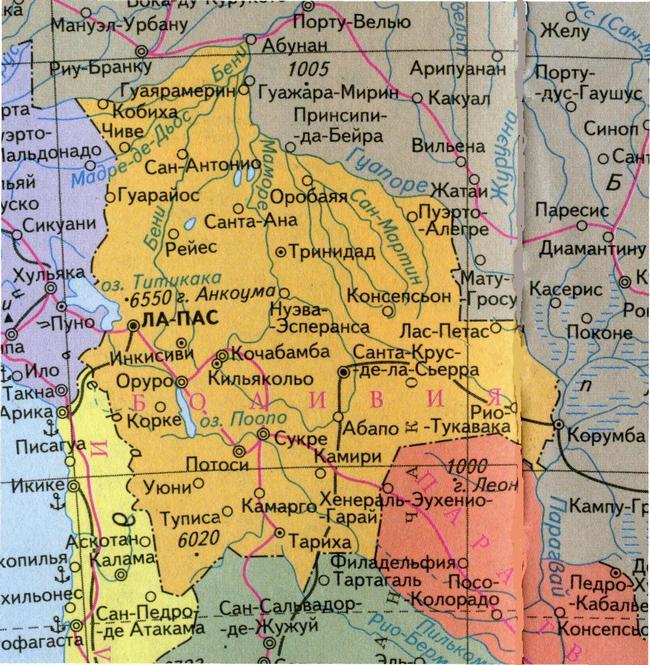 Боливия - карта страны