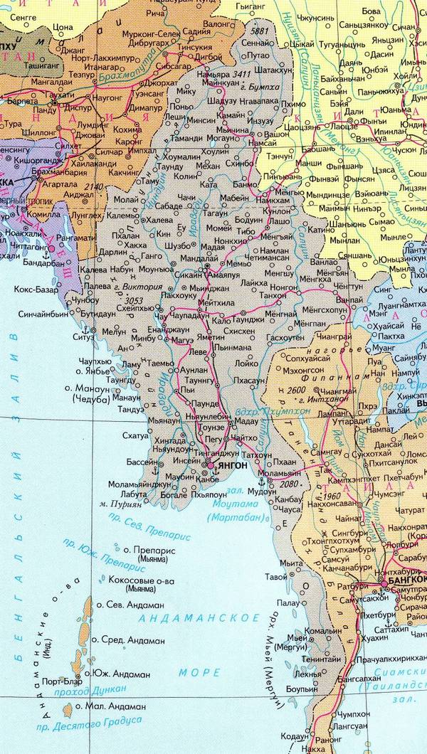 Мьянма - карта страны