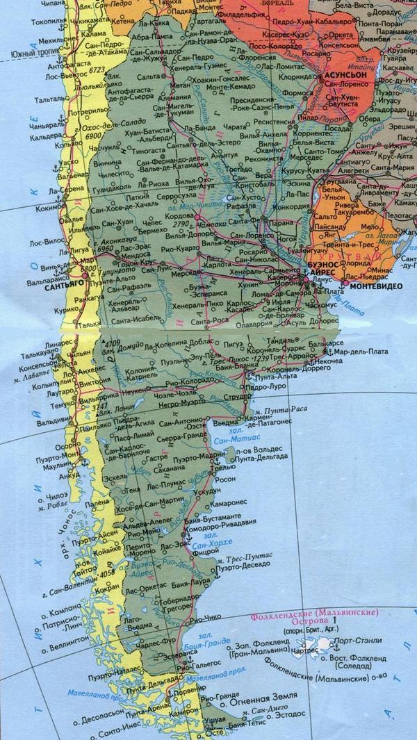 Аргентина - карта страны